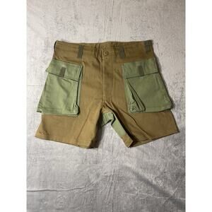 Wasted‎ Collective Organic Cotton Cargo Shorts in Green Size Large New